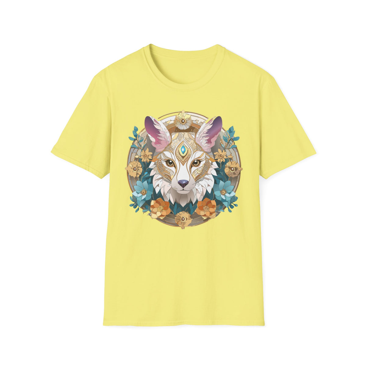 Mystic Fox Mandala T-Shirt | Floral Fox Portrait, Boho Animal Tee