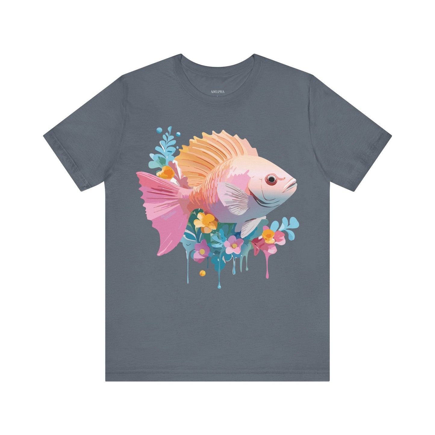 Adelpha Fish Graphic Tee Unisex Short Sleeve Shirt Vintage Inspired Art Design Collection