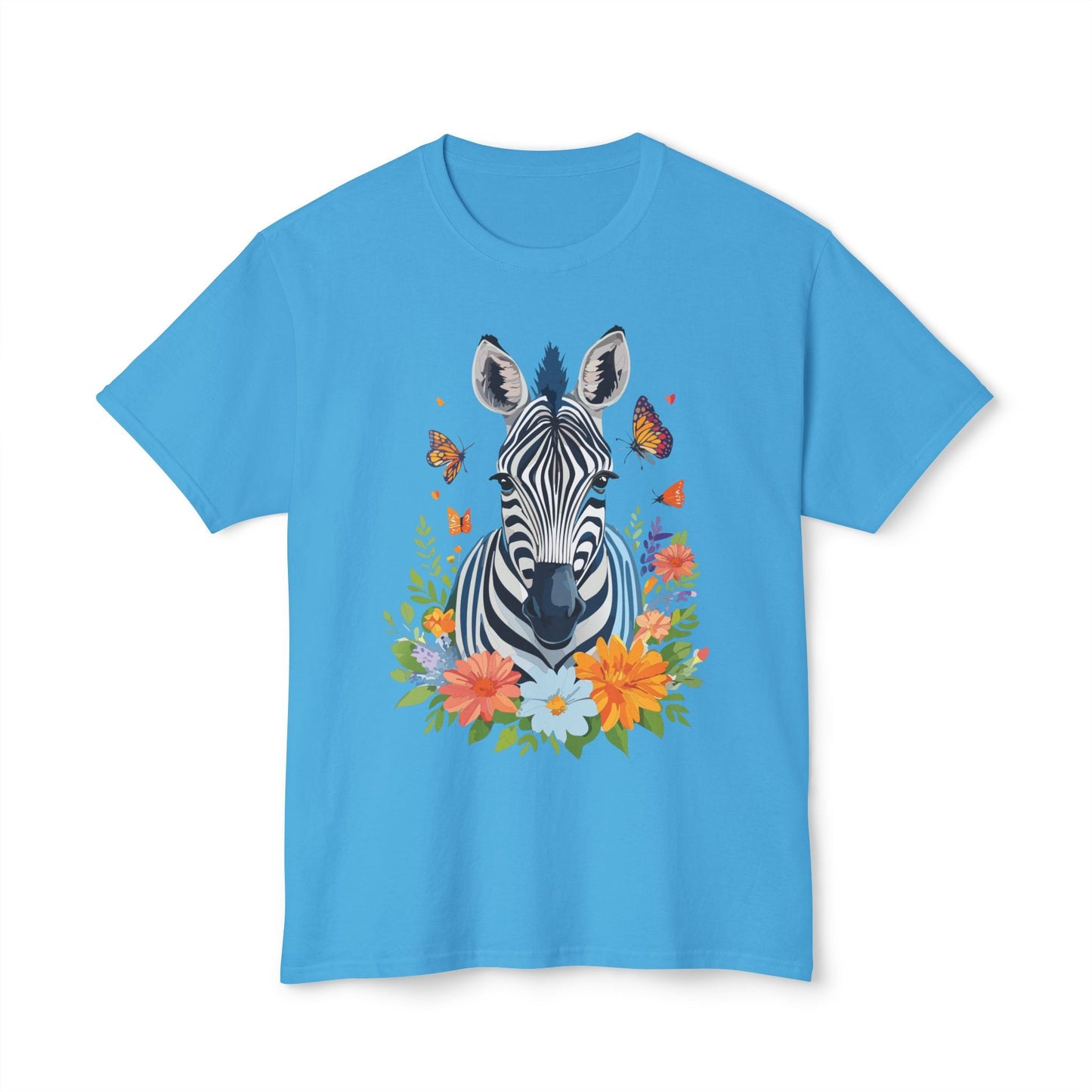 Zebra Art Print T Shirt Unisex Cotton Tee With Floral Design Vintage Zebra Theme