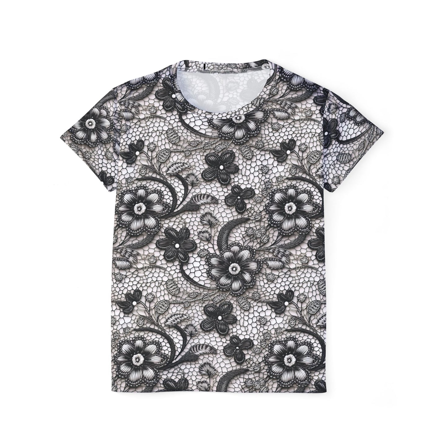 Lace Print Poly Shirt, Poly Shirt with Lace Print, Lace Shirt