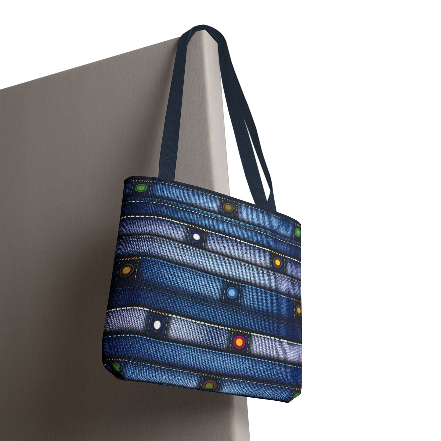 Denim Fabric Imitation Print Unisex Canvas Bag Poly Spun 3 Sizes Tote Bag 144