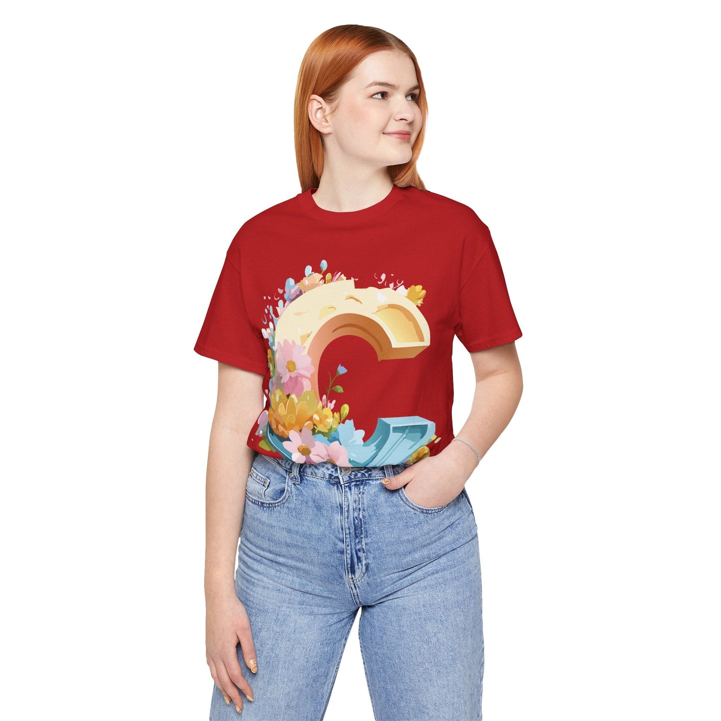 Letter C Graphic Tee Premium Unisex Vintage Art Design Shirt By Adelpha Short Sleeve