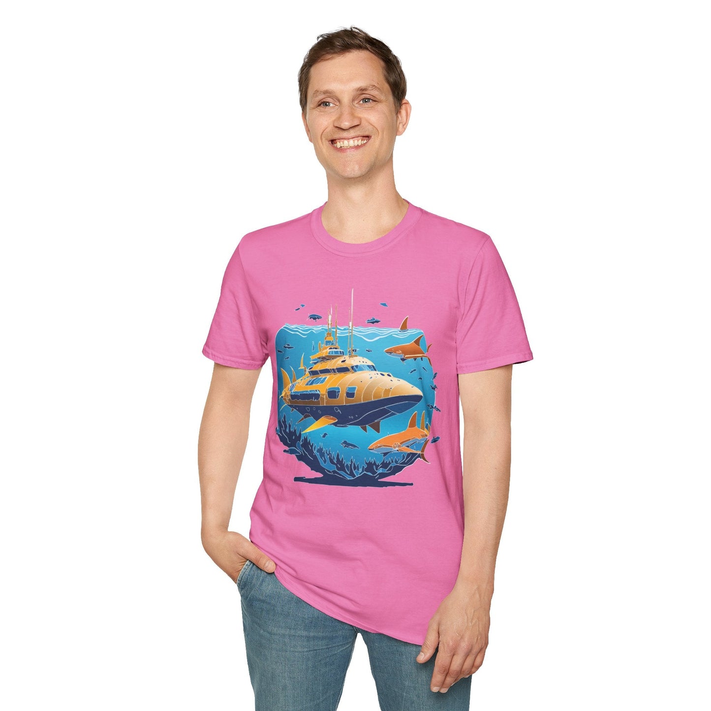 Ocean T Shirt Unisex Gildan Softstyle 64000 100 Percent Cotton Ring Spun U Boat Design Graphic