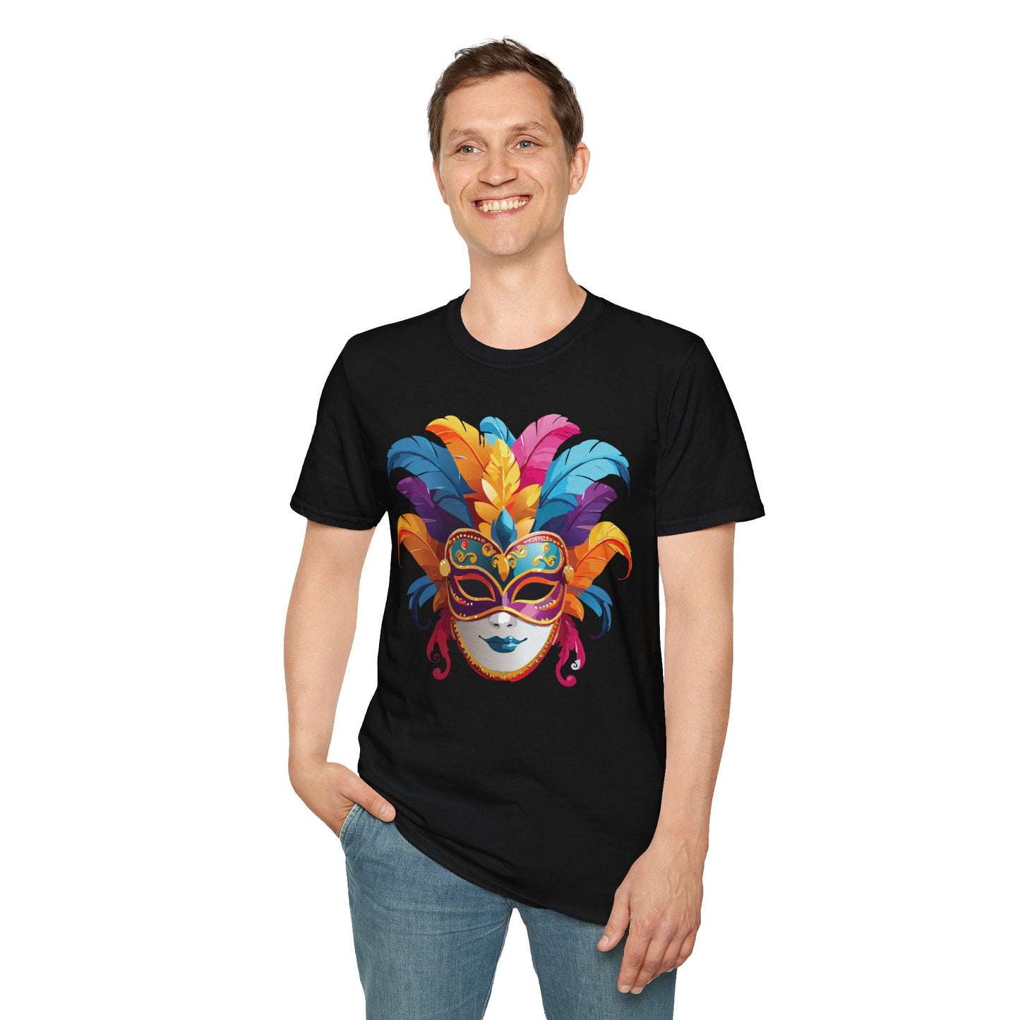 Mask Tee Shirt Unisex Masquerade Design Gildan Softstyle 64000 100 Percent Cotton