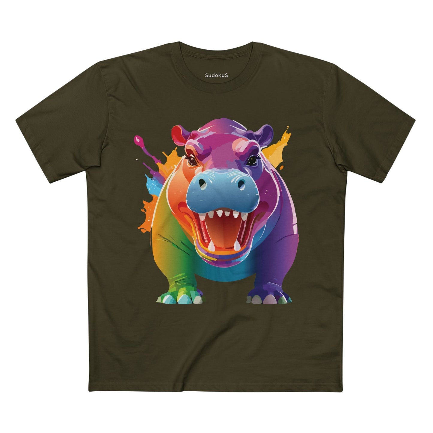 Hippo Graphic Unisex 100 Cotton Staple Tee with Animal Design Artwork 6
