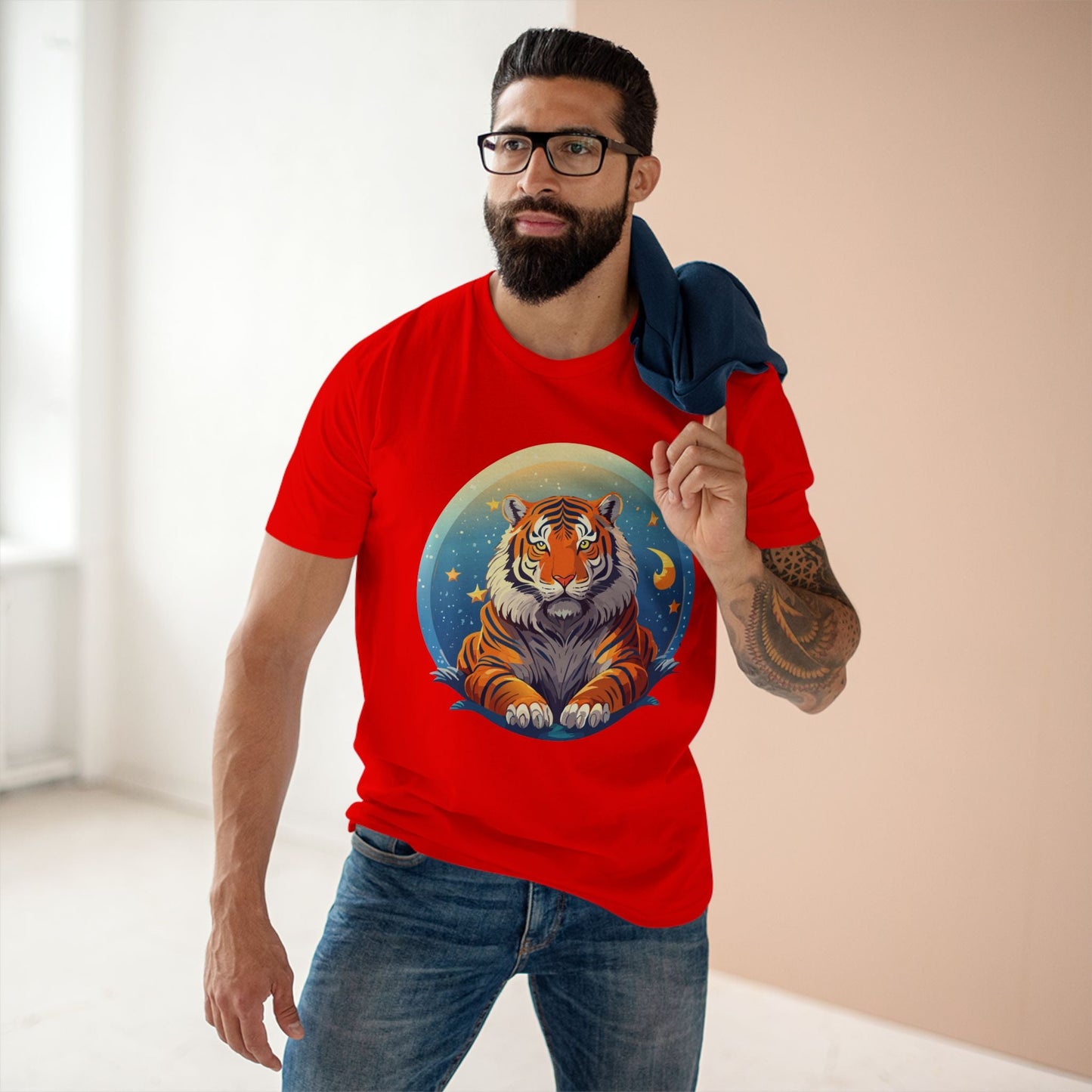 Tiger Animal Shirt Unisex Premium Cotton Tee With Original Art Design By Retro2Nova Soft Comfortable Everyday Wear