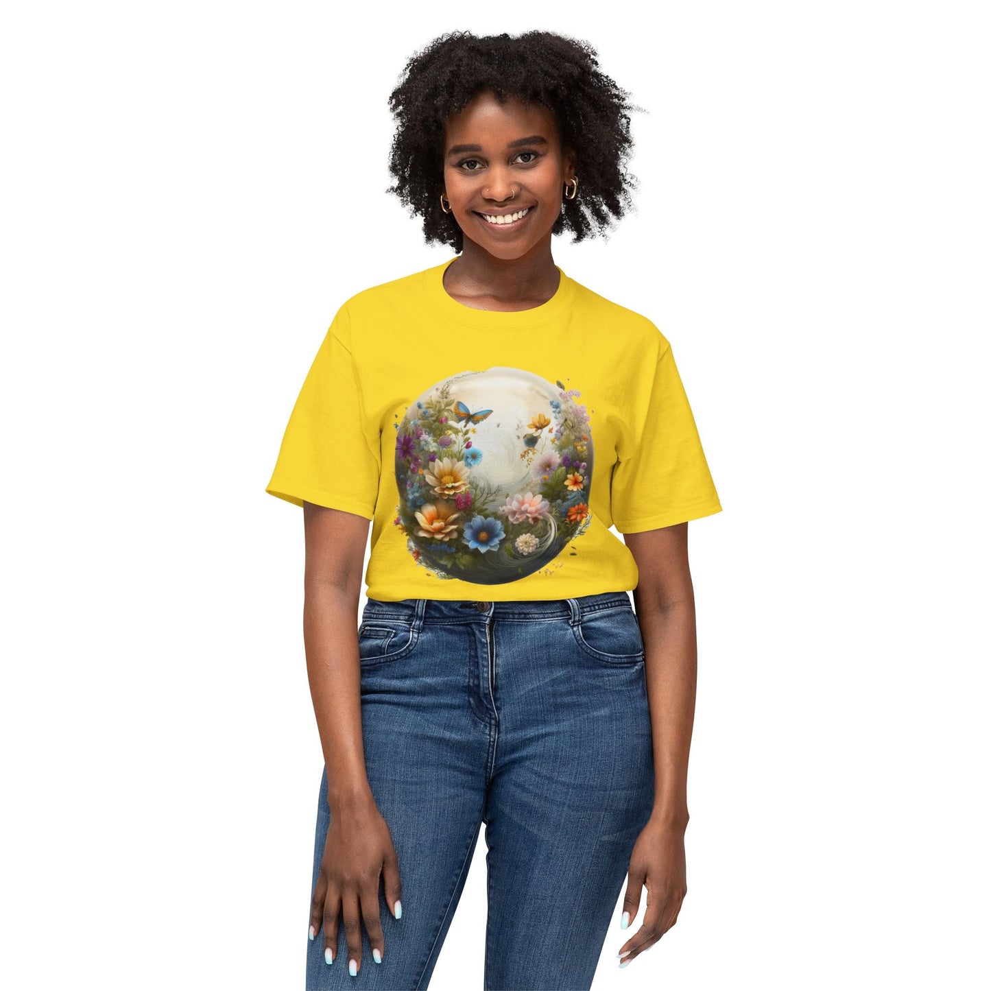 Unisex Floral T Shirt With Art Print HD Cotton Vintage Flowers Tee Shirt Soft Breathable Comfort