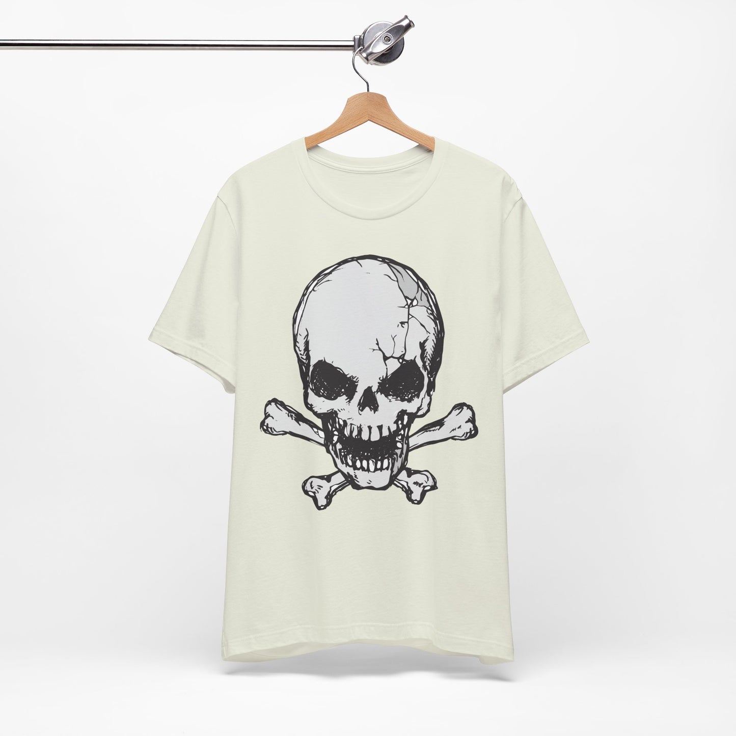 Grey Skull Graphic Design Tee, Skull Shirt, Vintage Tees, Art Design T-Shirt, Vintage Graphic Tee, Art Shirts with Skulls