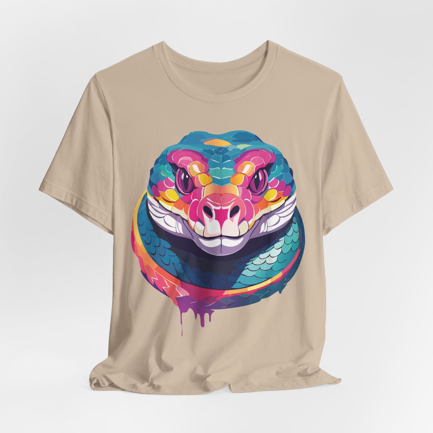 Unisex Animal Tee Shirt With Art Design, Wild Animals Short Sleeve Graphic Tee For Everyday Wear