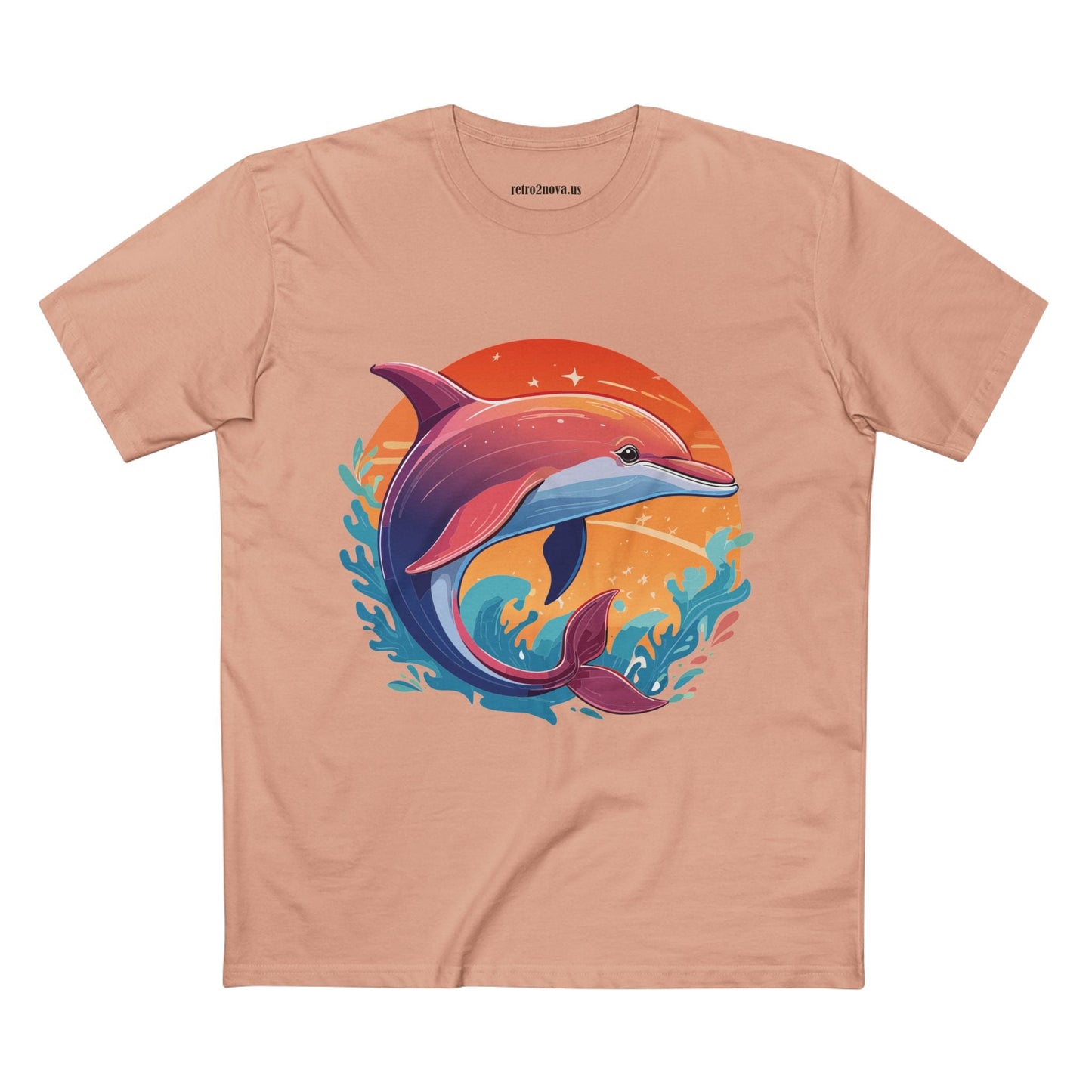 Dolphin Art Shirt for Men and Women Unisex Premium Cotton Tee Featuring Marine Life Illustration by Retro2Nova Collection