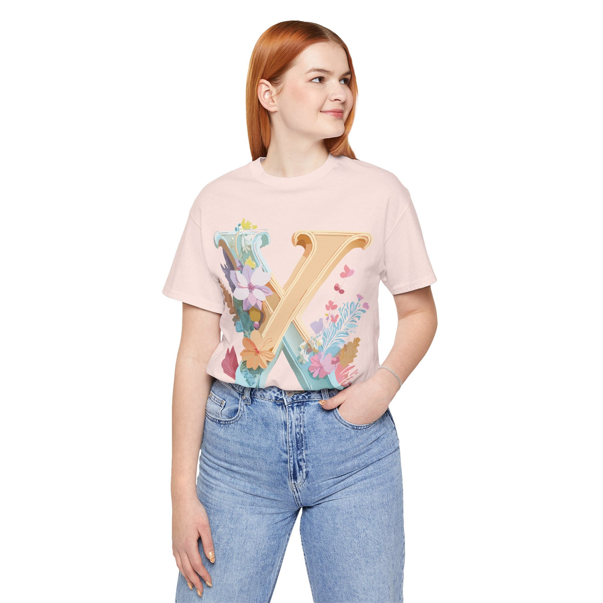 Letter X Graphic Unisex Cotton Bella+Canvas Tee with Art Letter Design