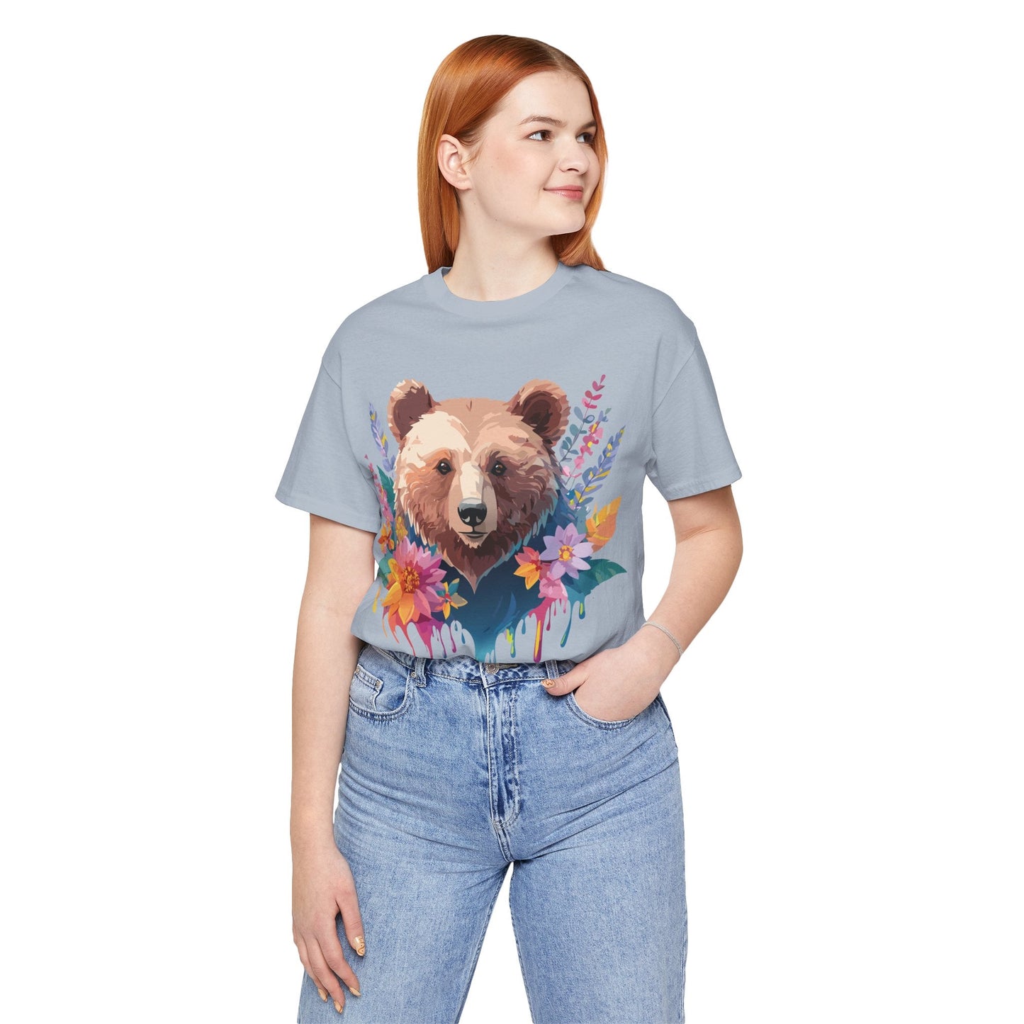 Bear Graphic Unisex 100 Cotton Short Sleeve Art Design Vintage T-Shirt 5