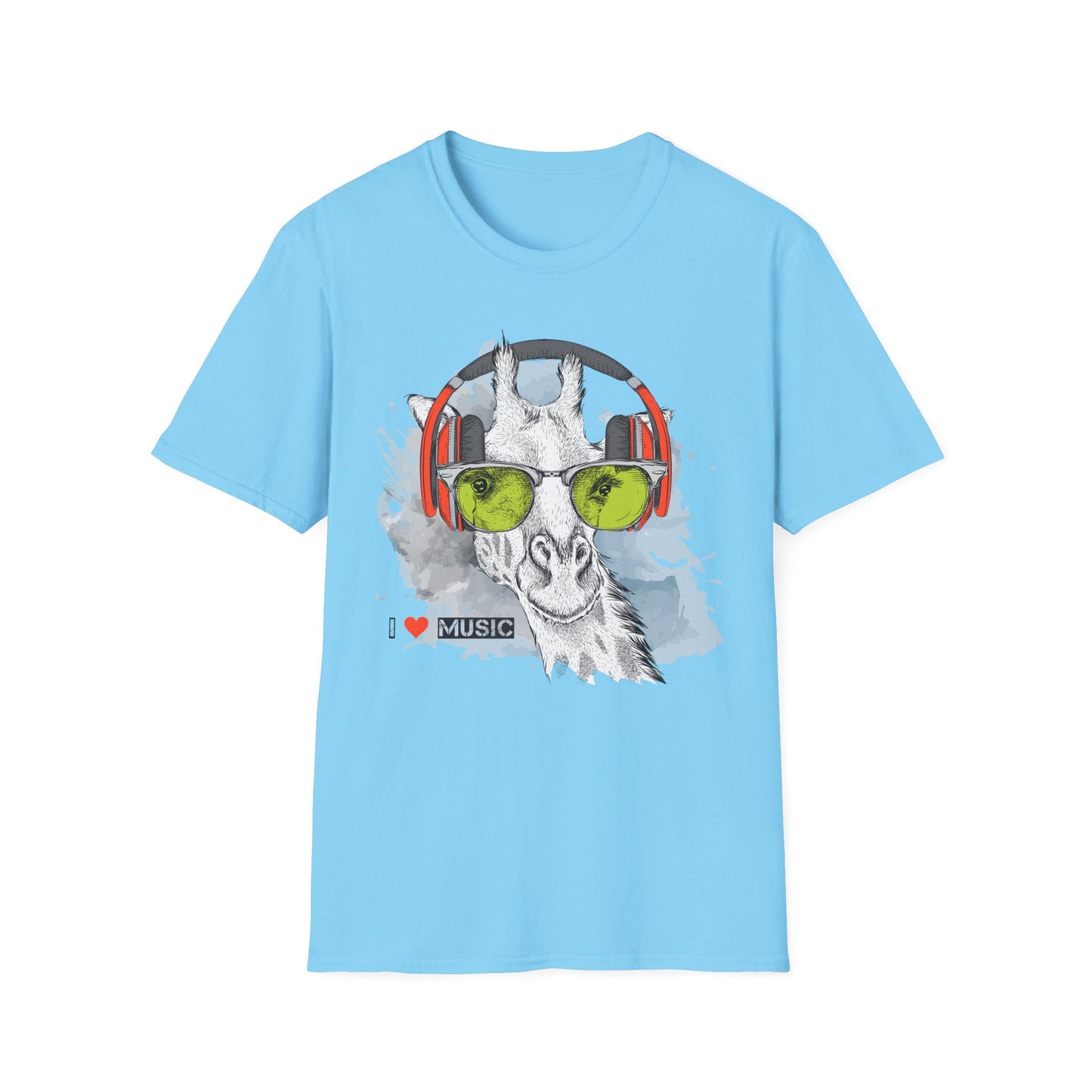 I Love Music Animals Shirt With Headphones Unisex Gildan Softstyle 100 Percent Ring Spun Cotton Tee