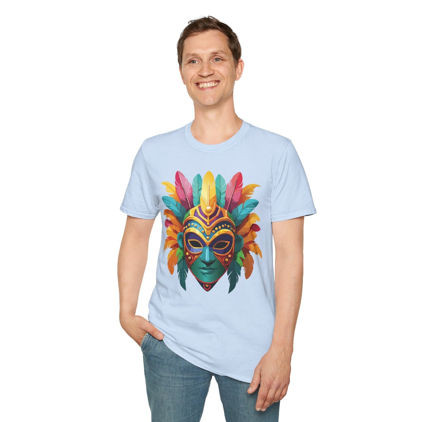 Mask Tee Shirt Unisex Masquerade Design Gildan Softstyle 64000 100 Percent Ring Spun Cotton Tee