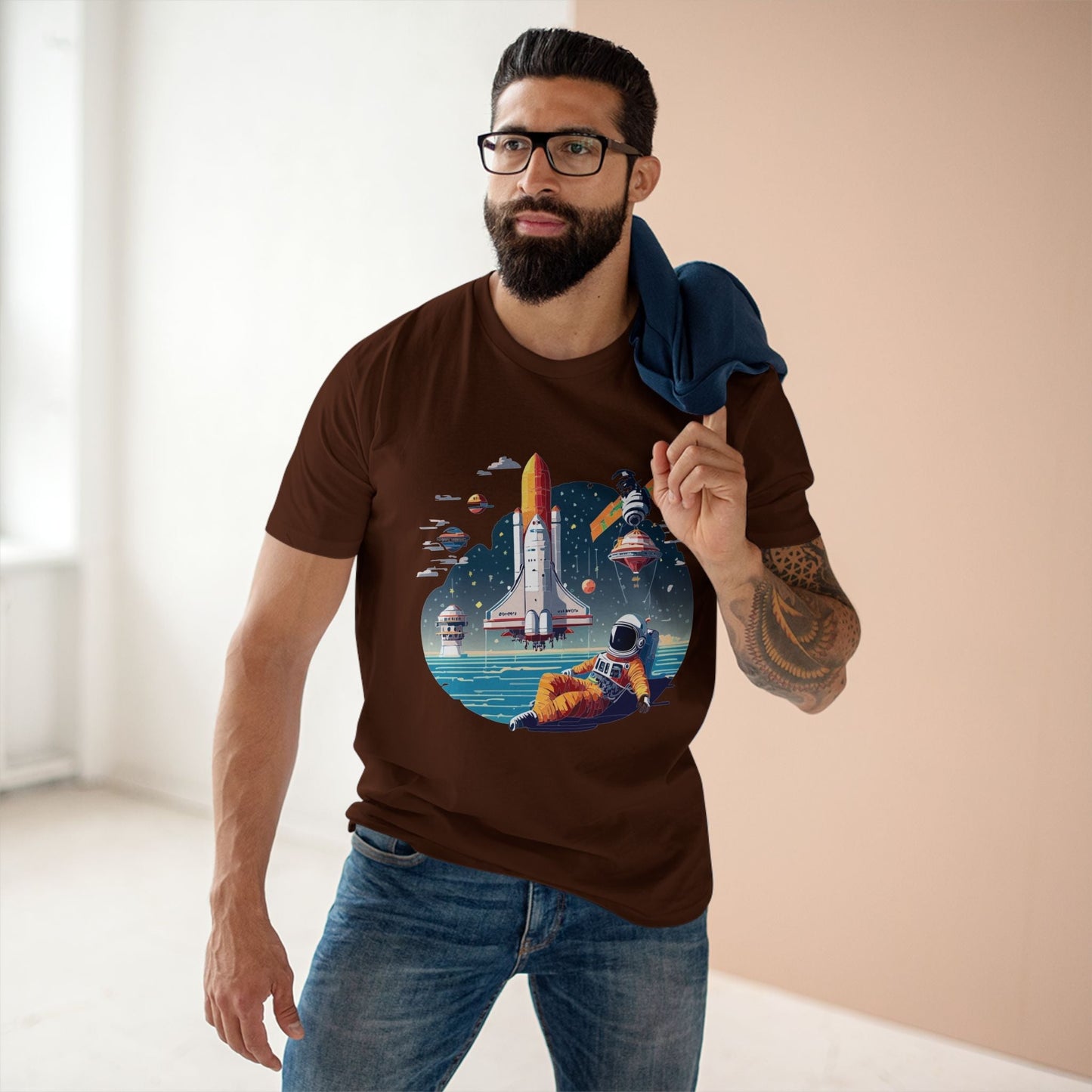 Cosmos Astronaut Shirt CS35 Unisex Premium Cotton Tee With Original Art Design Retro2Nova