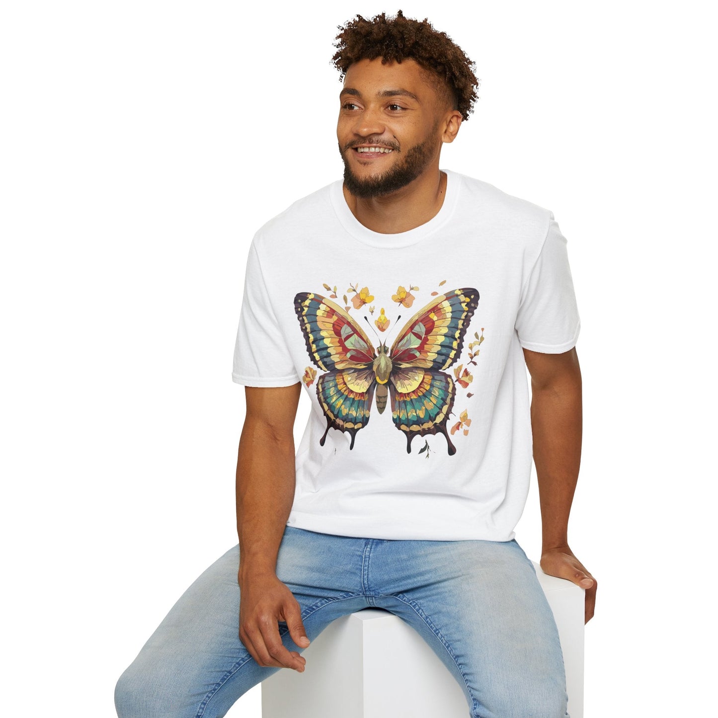 Butterfly Graphic T Shirt Unisex Gildan Softstyle 64000 Monarch Design Lightweight Everyday Wear