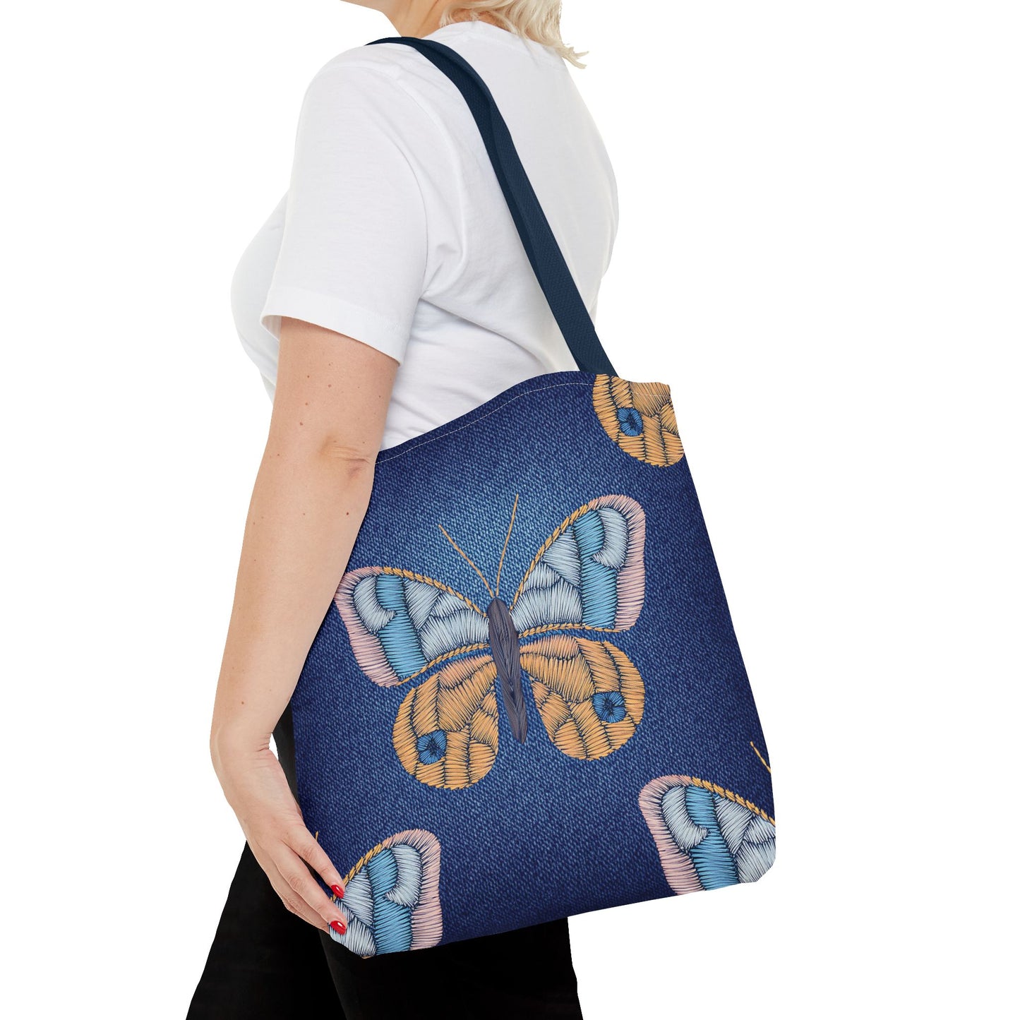 Denim Fabric Imitation Print Unisex Canvas Bag Poly Spun 3 Sizes Tote Bag 175