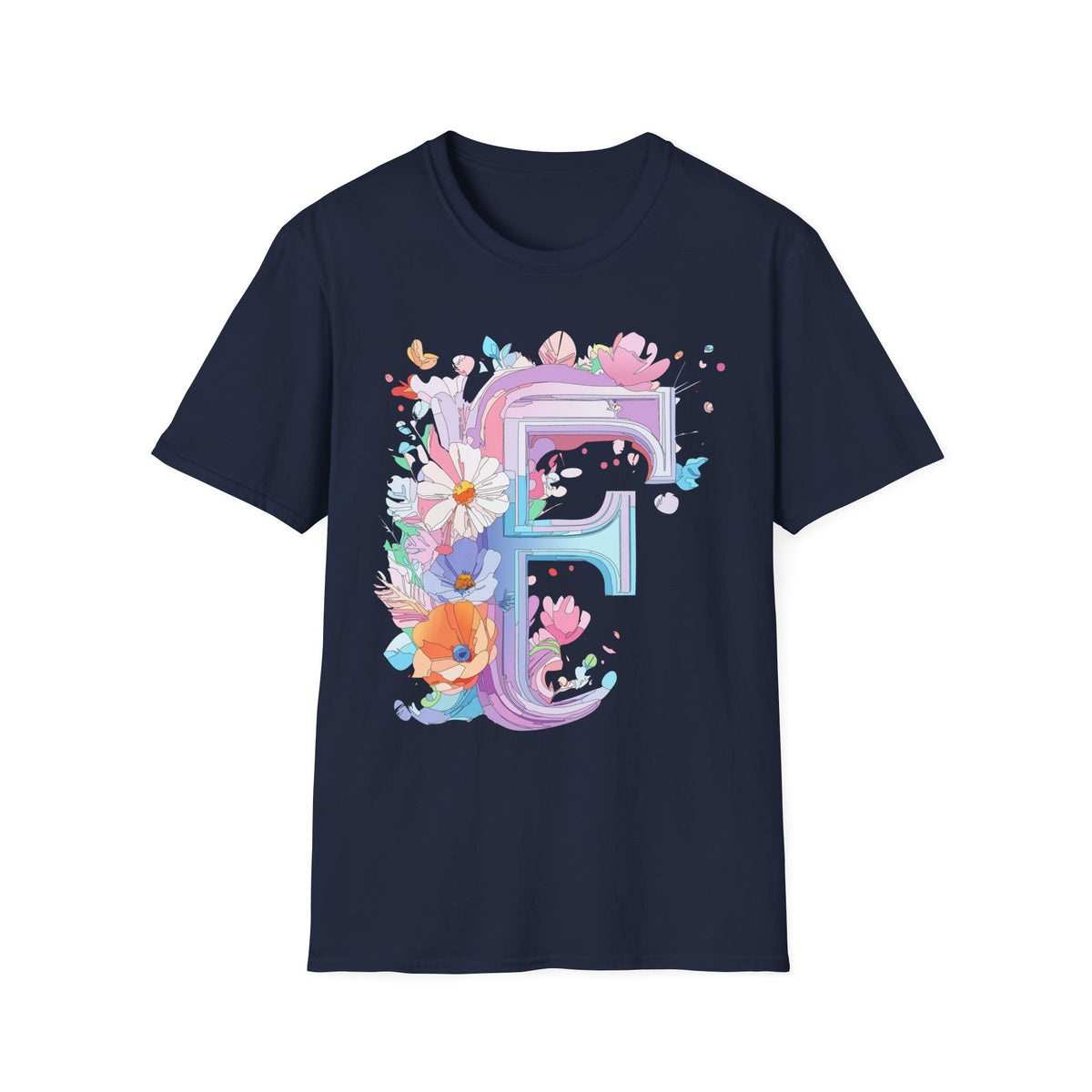 Floral Letter F T-Shirt | Watercolor Monogram Tee