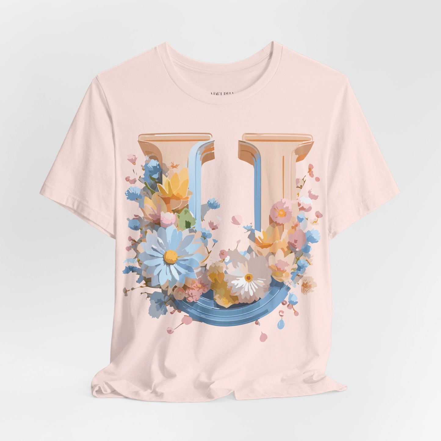 Letter U Shirt Unisex Graphic Tee By Adelpha Vintage Inspired Short Sleeve Art Design
