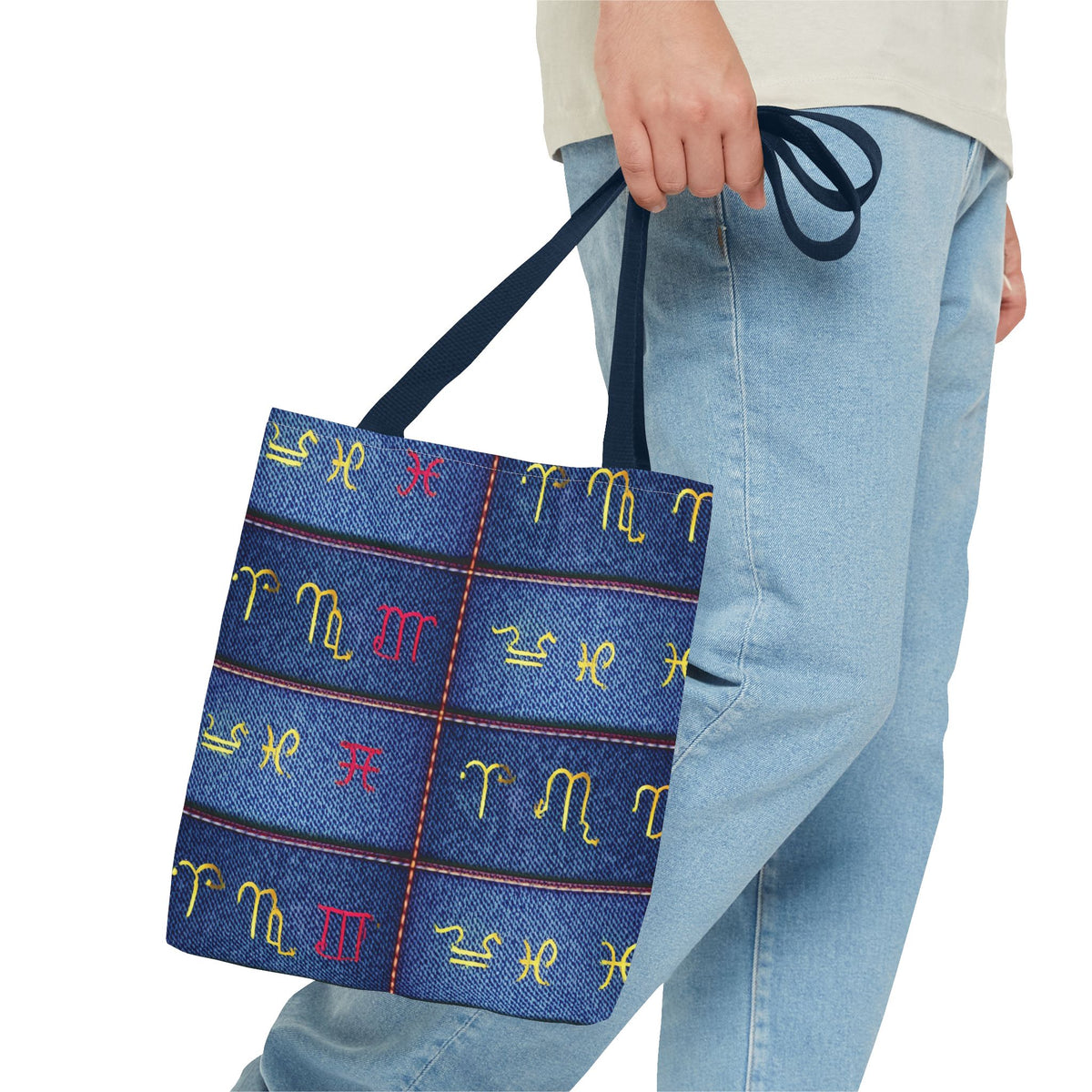 Denim Fabric Imitation Print Unisex Canvas Bag Poly Spun 3 Sizes Tote Bag 184-6