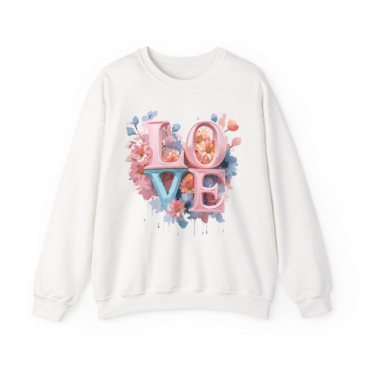 Floral Love Graphic Valentine's Day Sweatshirt Unisex 50/50 Cotton-Poly Sweatshirt w62