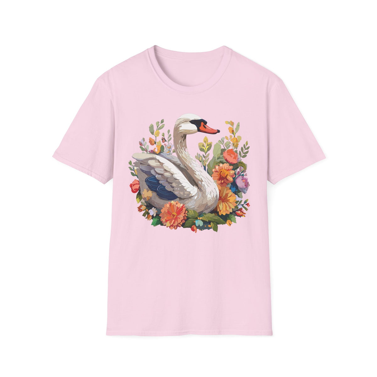 Swan Floral Illustration T-Shirt | Swans, Flowers, Botanical Art