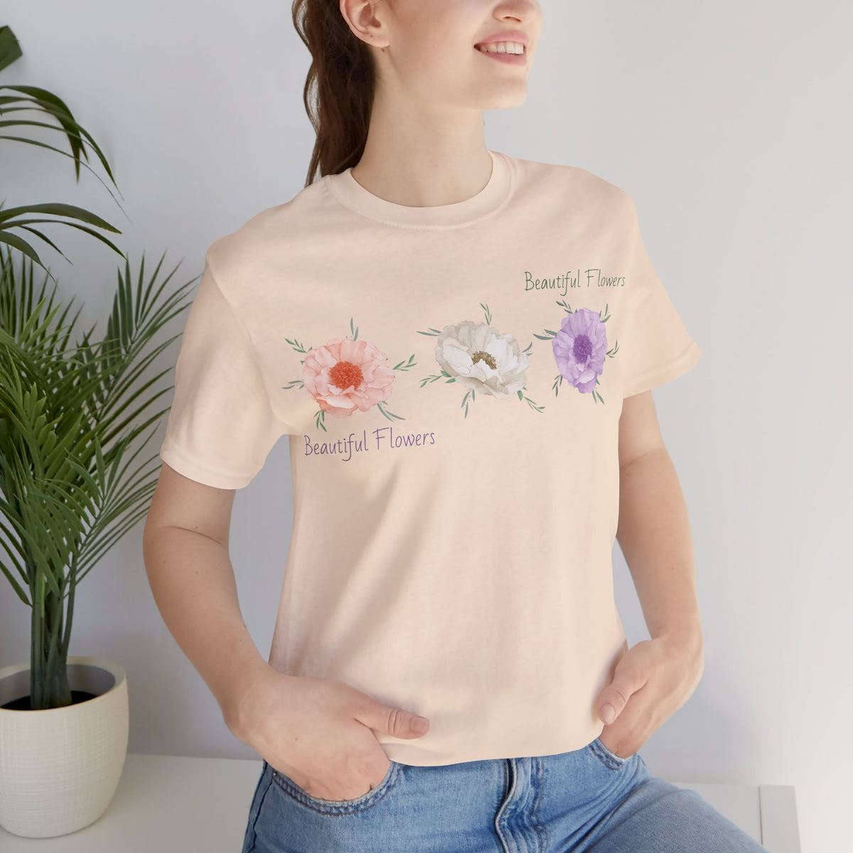 Floral Graphic Tee Shirt - Bella+Canvas Unisex 100 Cotton 50