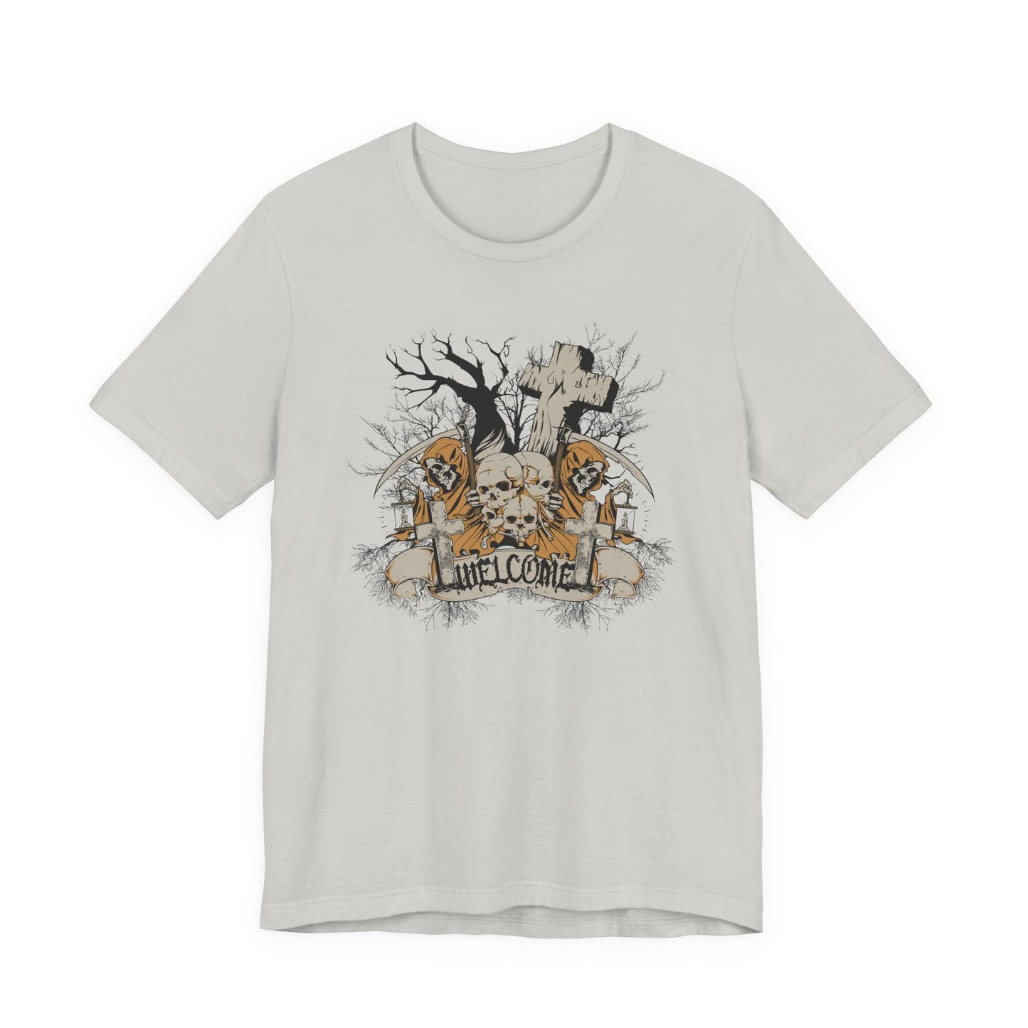 Skull Halloween Graphic Design Unisex Cotton T-Shirt Art-50