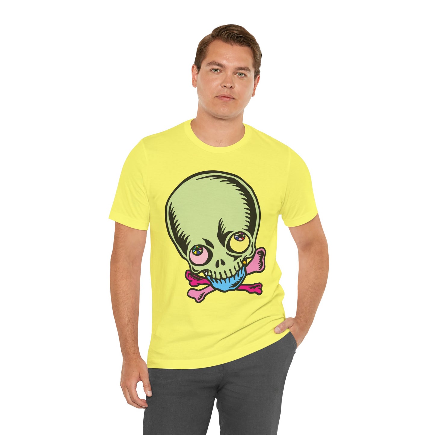 Lt Green Skull Graphic Design Tee, Skull Shirt, Vintage Tees, Art Design T-Shirt, Vintage Graphic Tee, Art Shirts with Skulls