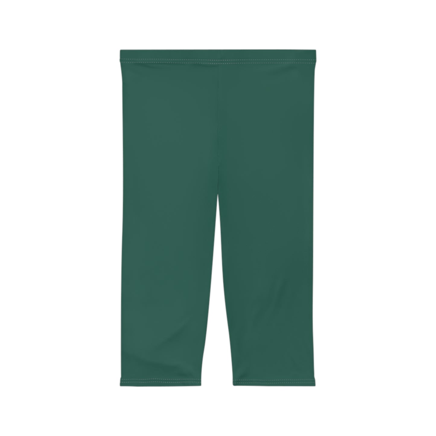 Dark Jungle Green Color Women's Brushed Suede Poly Span Casual Capri Leggings XS-2XL