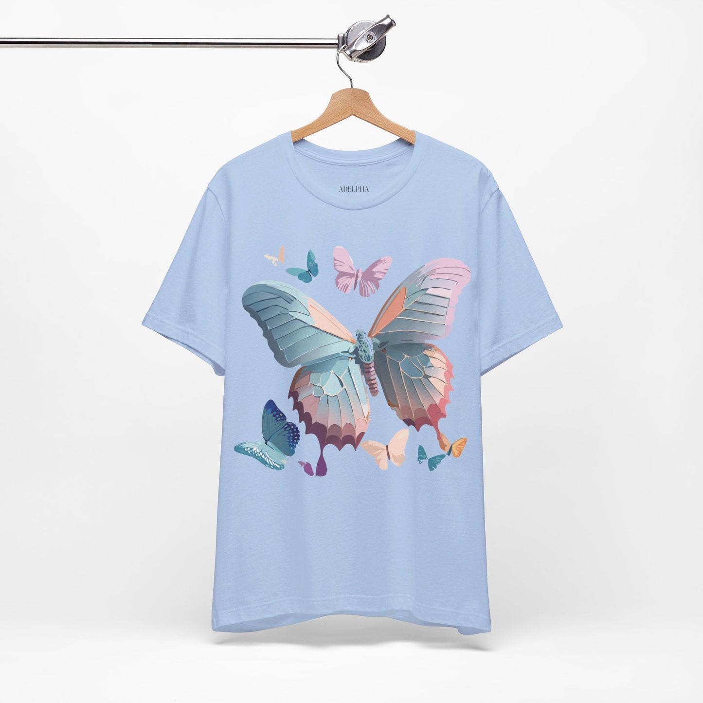 Butterfly Graphic Short Sleeve Tee Unisex Vintage Art Shirt By Adelpha
