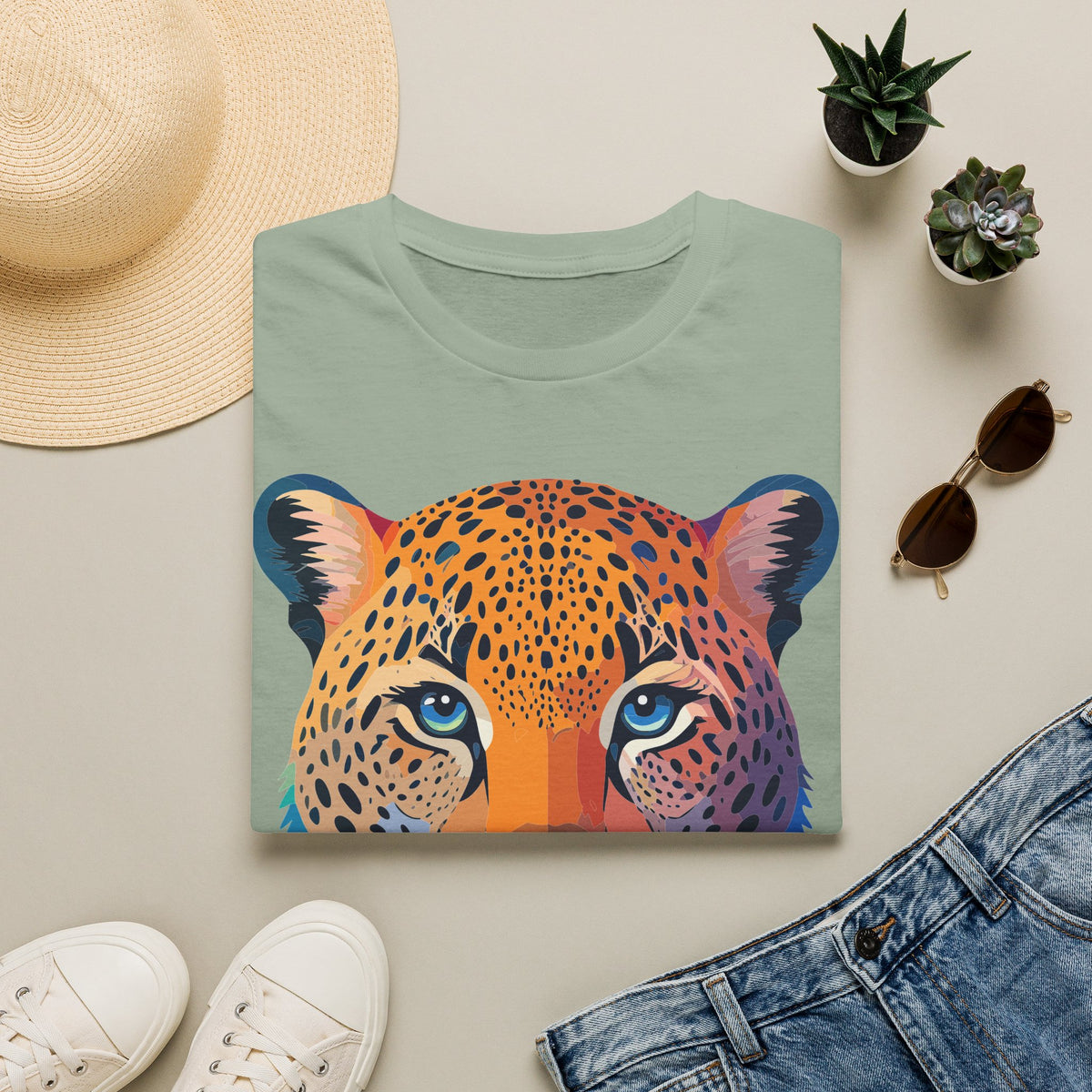 Colorful Leopard Face T-Shirt | Vibrant Wildlife Animal Tee