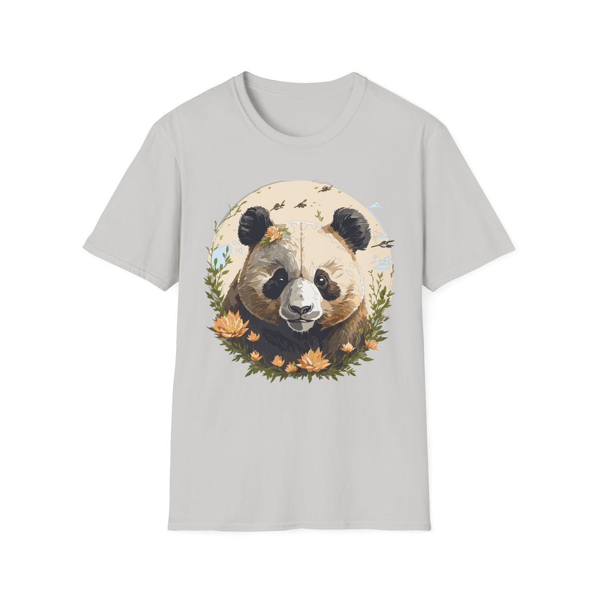 Floral Panda Illustration T-Shirt | Cute Bamboo Bear Graphic Tee