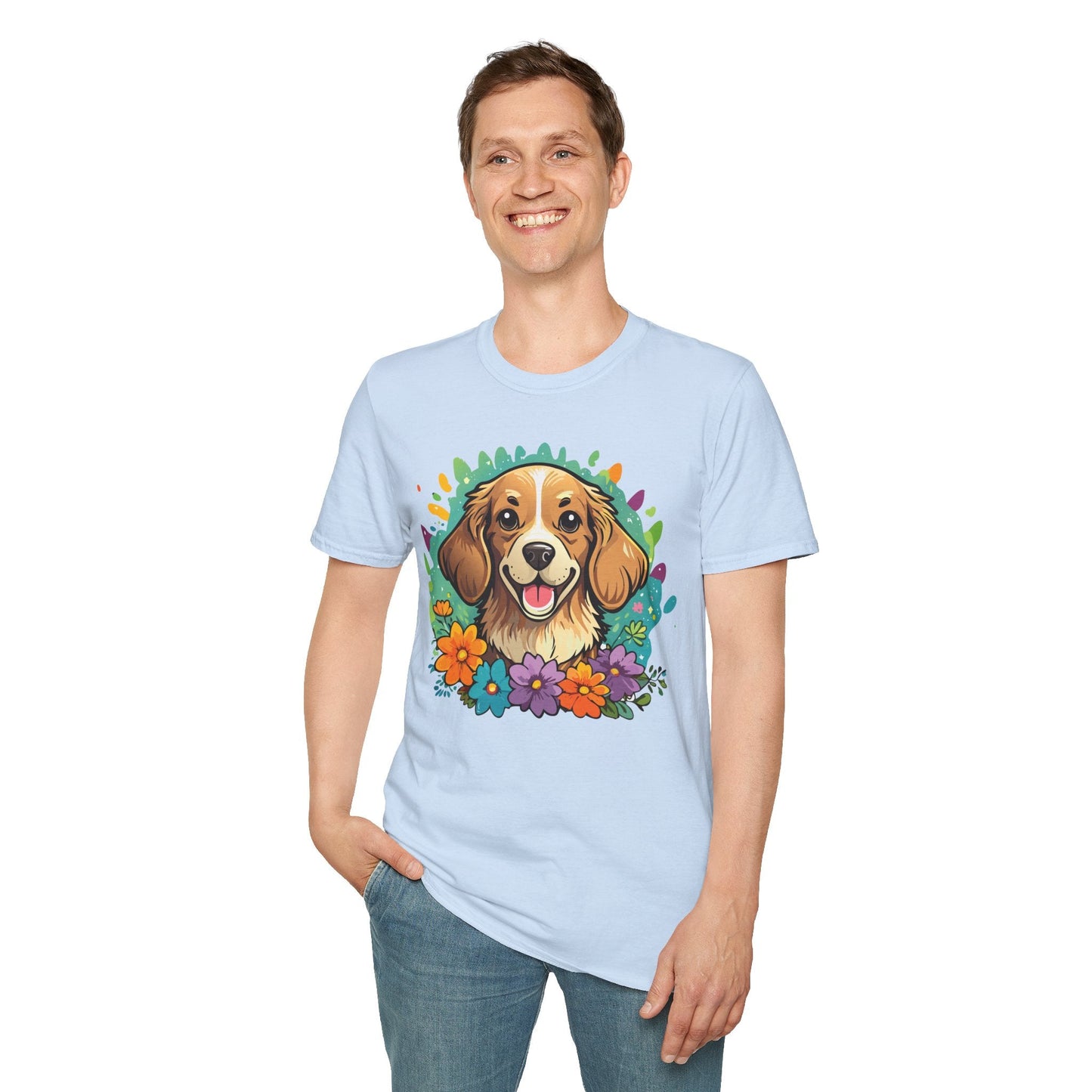 Dog Lover Unisex Animal Print T Shirt Cotton Tee Gildan Softstyle 64000
