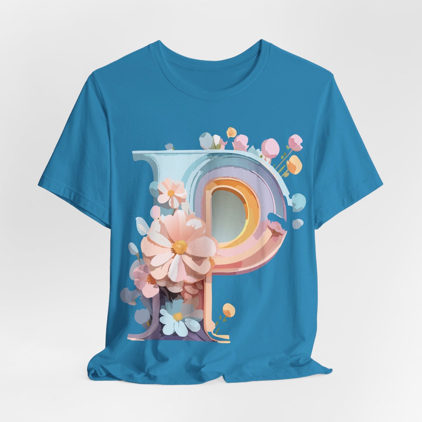 Letter P Shirt Graphic Tee Unisex Short Sleeve Vintage Inspired Art From Adelpha