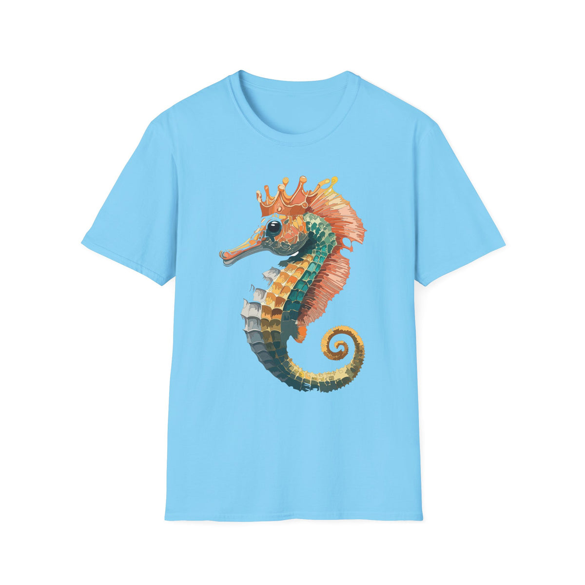 Watercolor Seahorse Crown T-Shirt | Colorful Ocean Art
