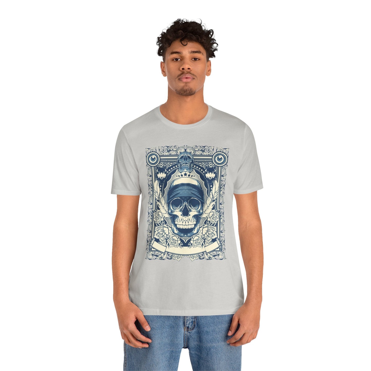Skull Crown Graphic Tee Vintage Ornate Skull Illustration Rock Band T-Shirt