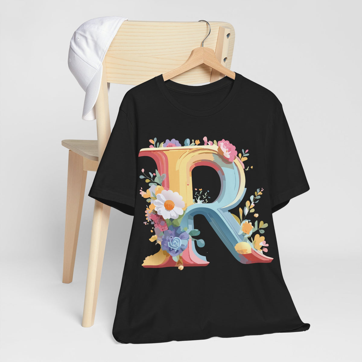 Letter R Graphic Unisex Cotton Bella+Canvas Tee with Art Letter Design