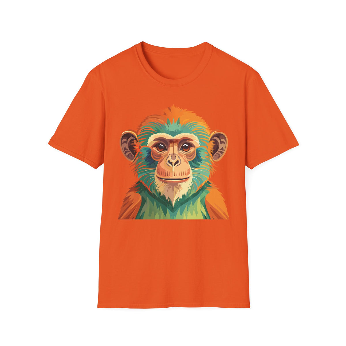 Colorful Monkey Face T-Shirt | Vibrant Primate Illustration Tee
