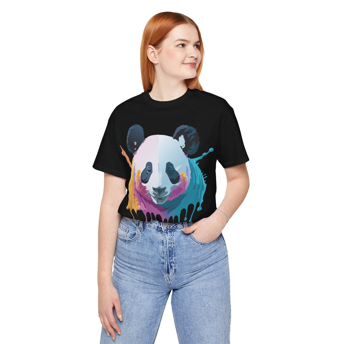 Panda Graphic Unisex Cotton Bella+Canvas Tee with Art Animal Design e143