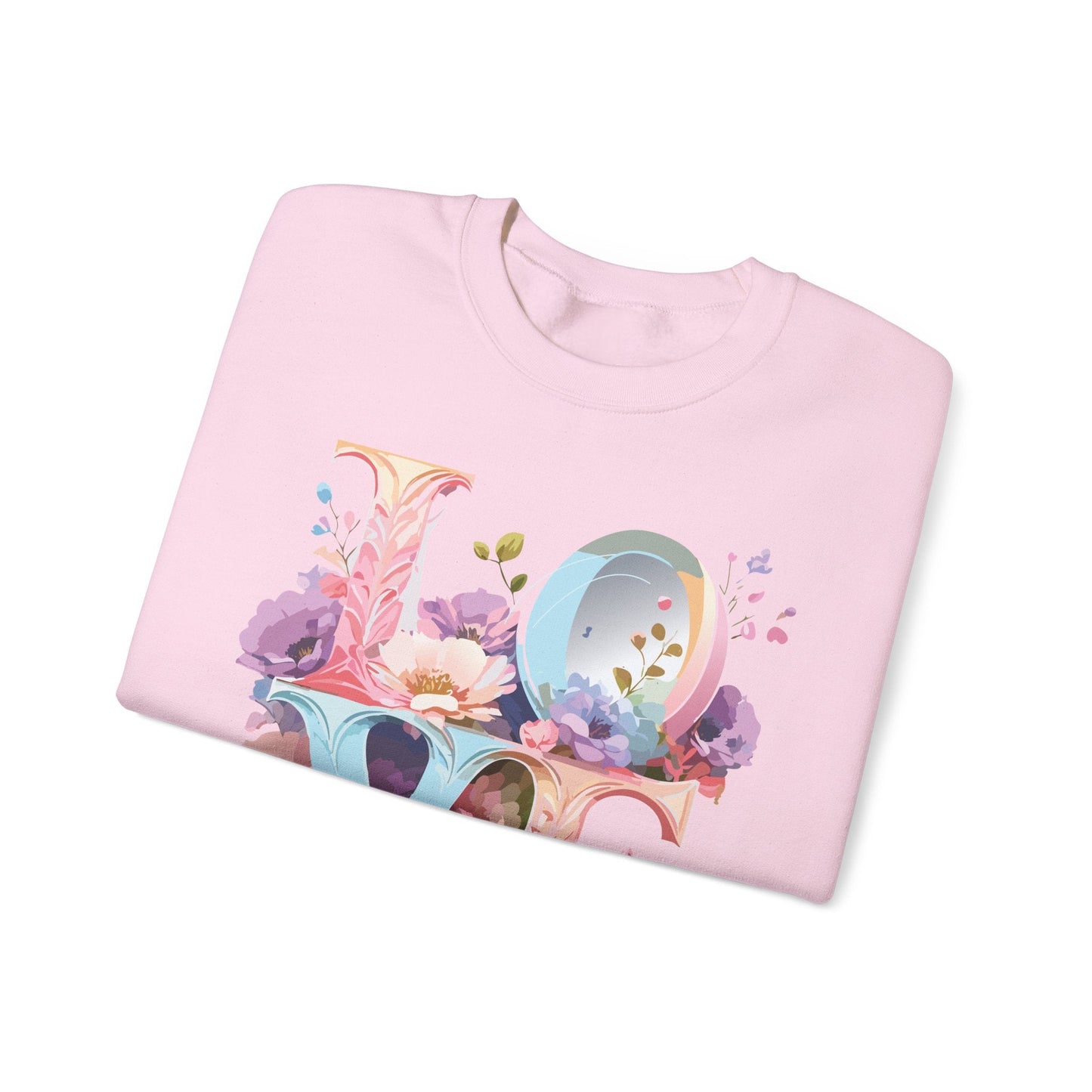 Floral Love Sweatshirt Unisex Crewneck Fifty Fifty Cotton Polyester Valentine Gift