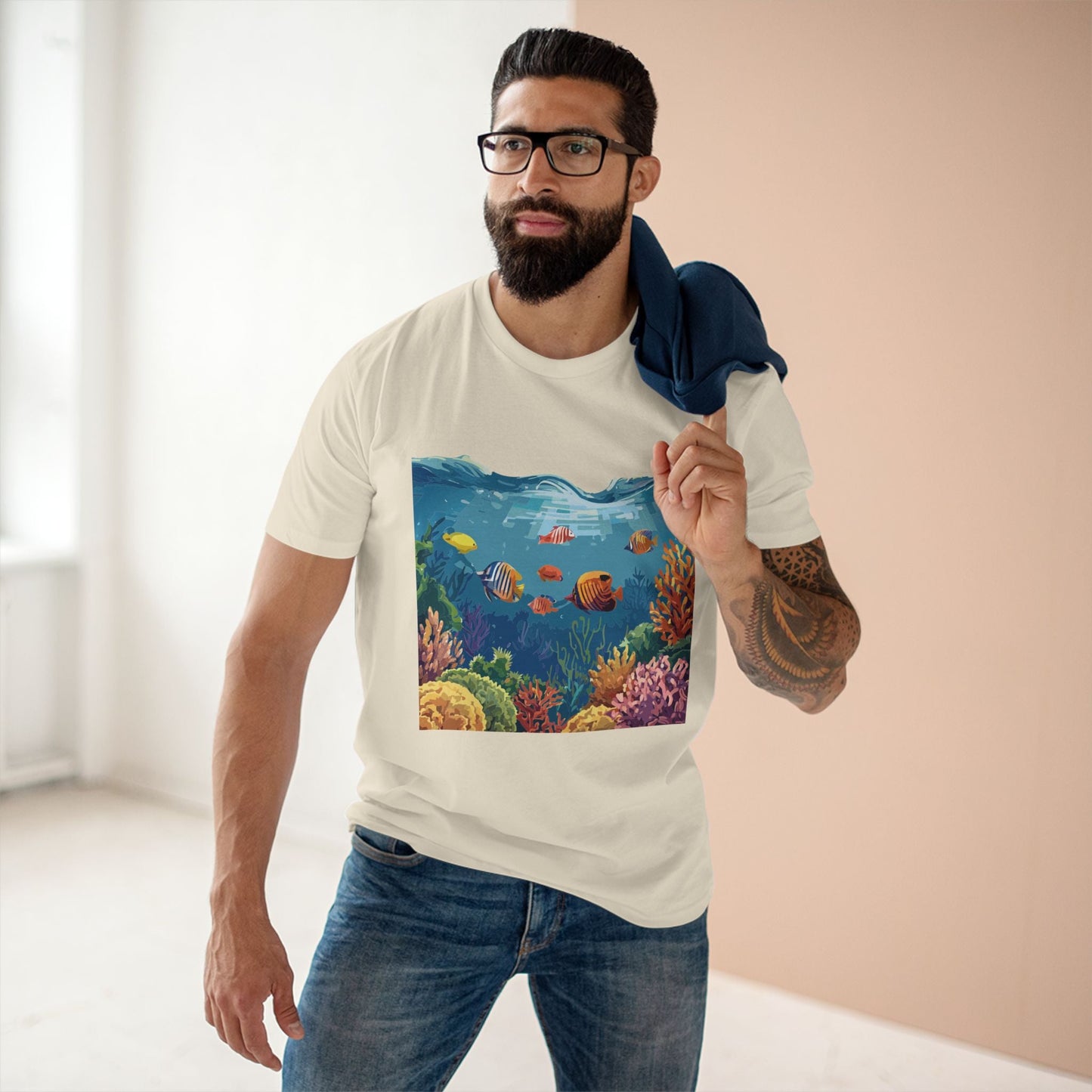 Ocean Pacific OP-25 Unisex Premium Cotton Tee With Original Art Design By Retro2Nova Art Collection