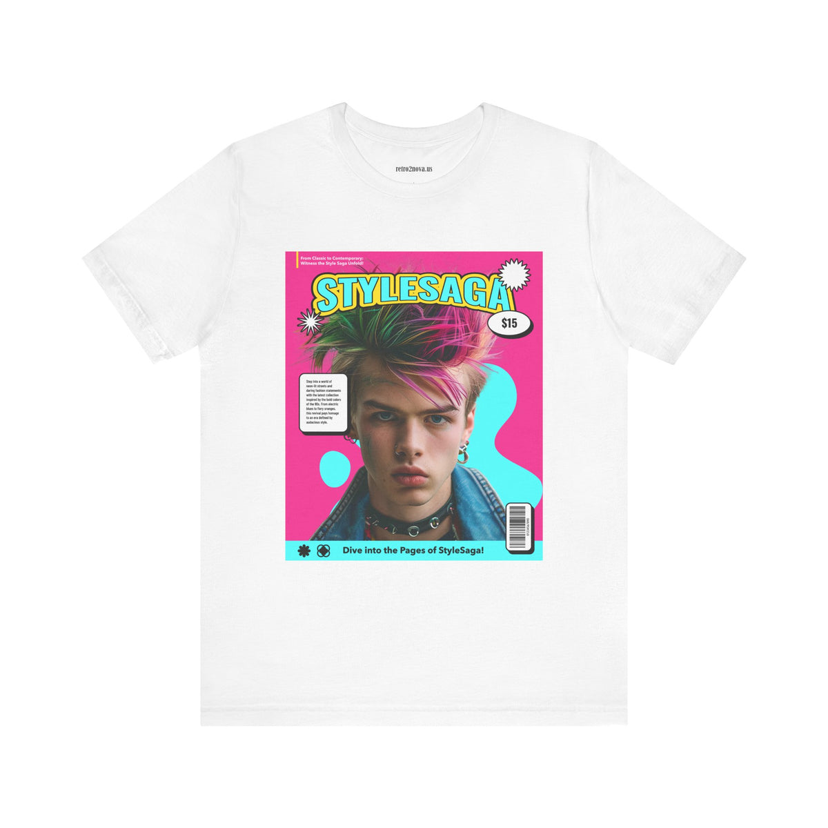 Magazine Cover Graphic Unisex Cotton Bella+Canvas Tee with Retro Poster ab29