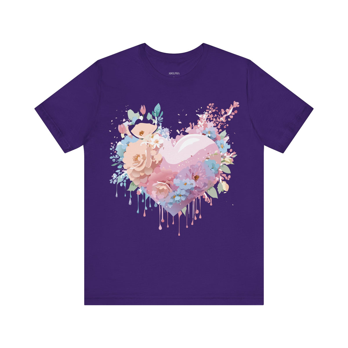 Valentine's Day Graphic Unisex Cotton Bella+Canvas Tee with Floral Art Design d116