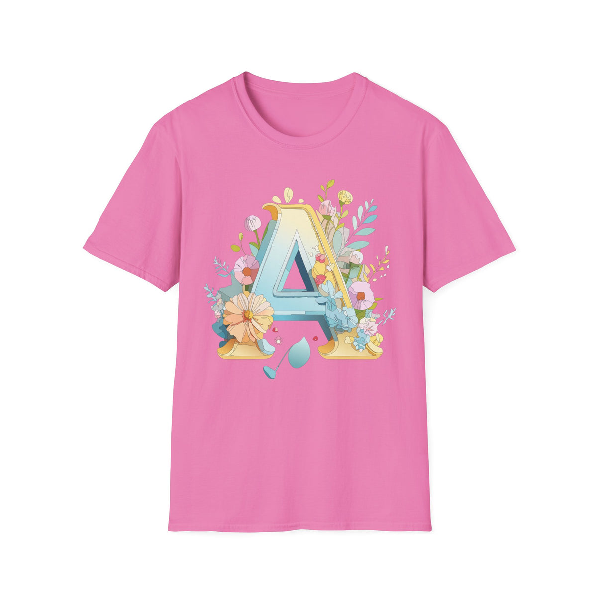 Floral Letter A T-Shirt | Monogram Initial Tee