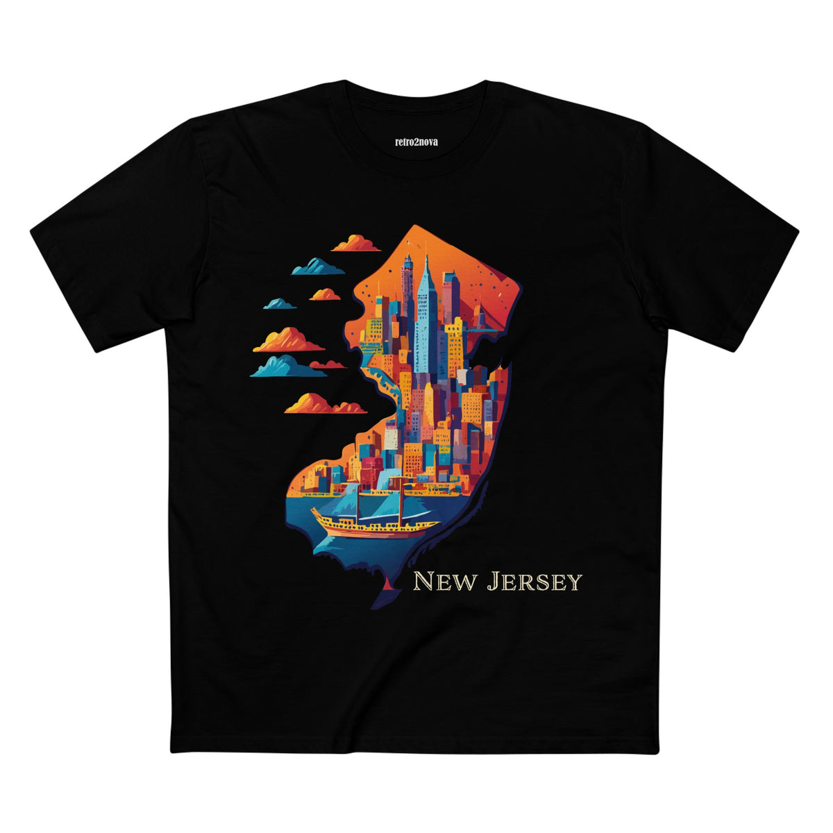 New Jersey Skyline silhouette T-Shirt | State Outline Cityscape Tee