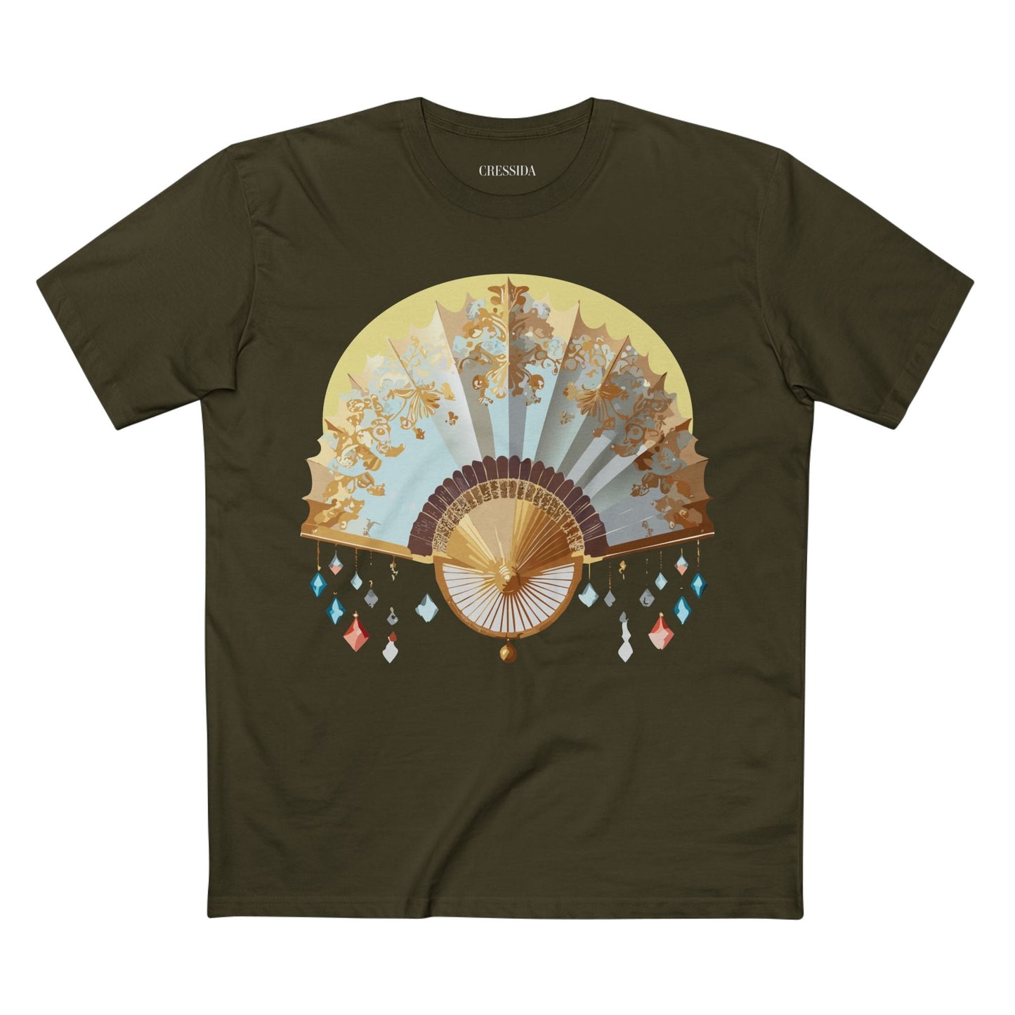 Antique Fan Graphic Design T-Shirt Unisex 100 Cotton Floral Carnival Artwork Tee 25