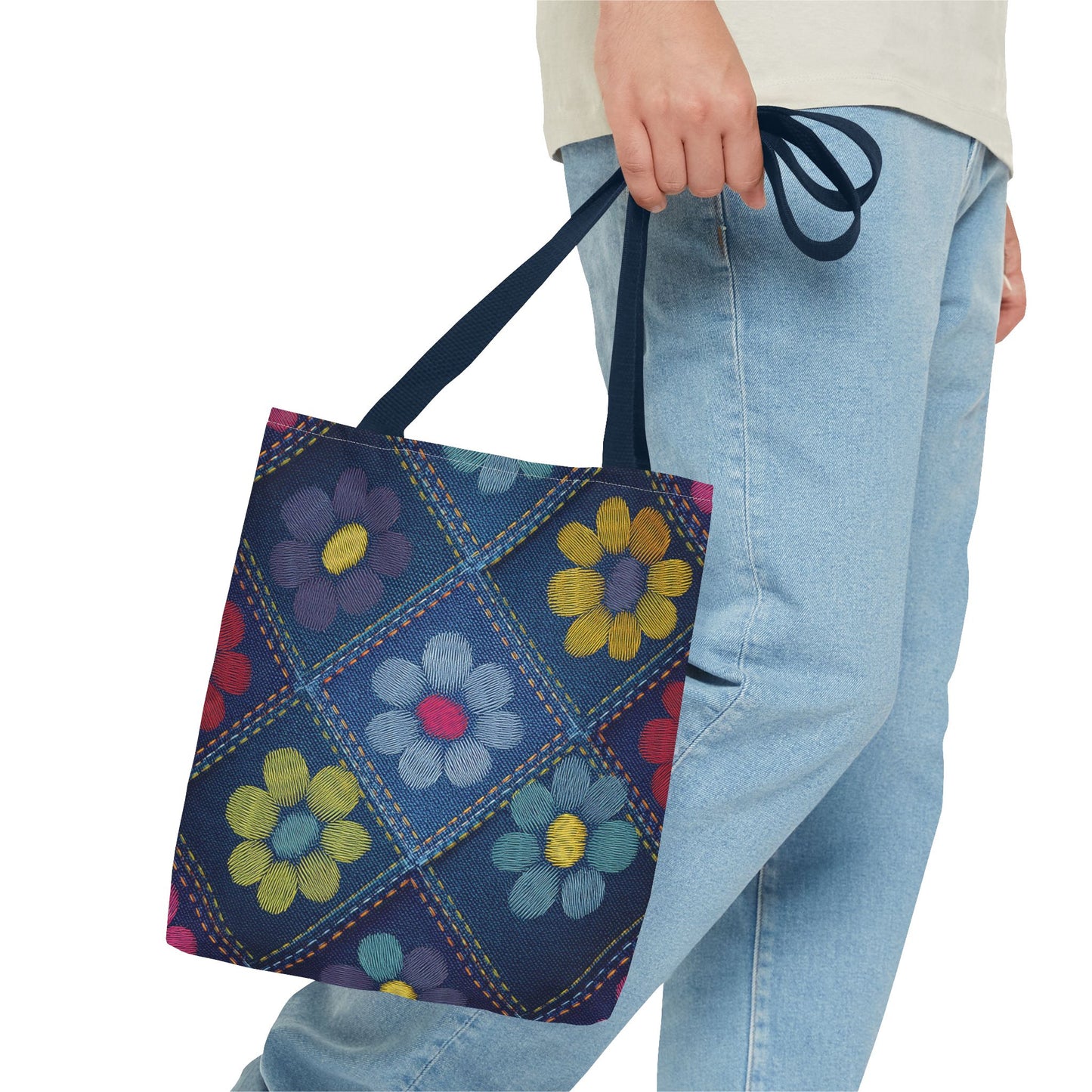 Denim Fabric Imitation Print Unisex Canvas Bag Poly Spun 3 Sizes Tote Bag 179