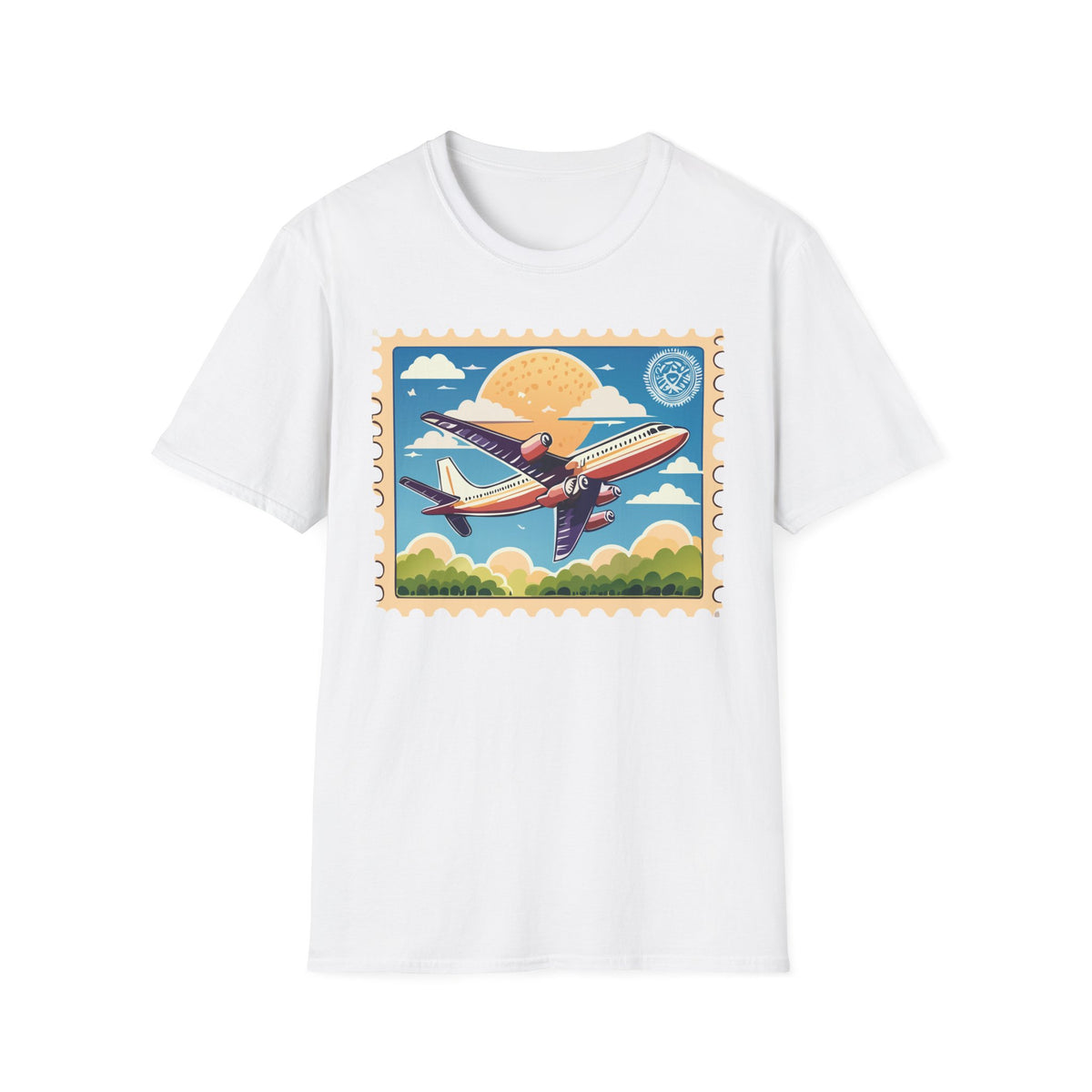 Vintage Airplane Stamp design T-Shirt | Retro Travel Aviation Tee