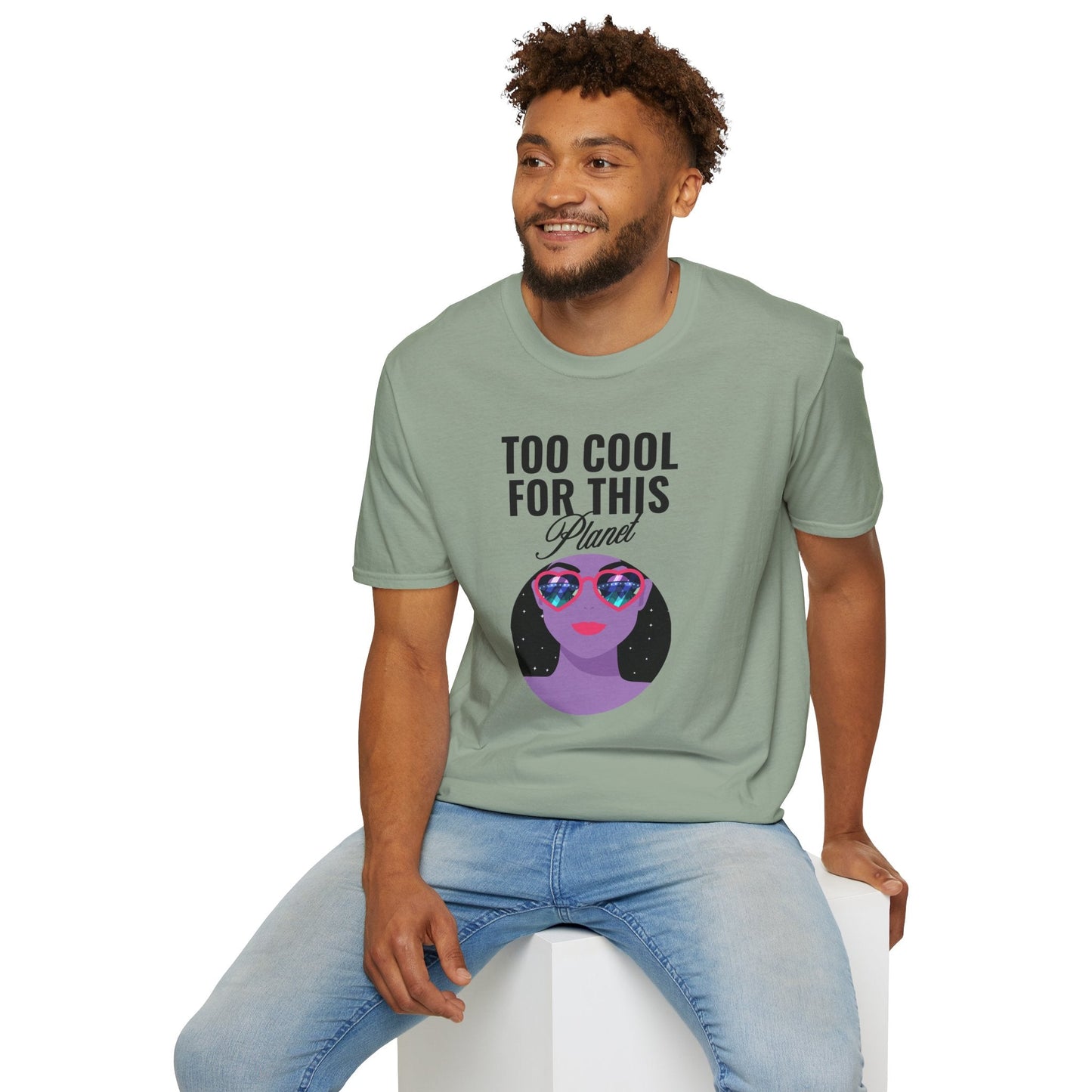 Too Cool For This Planet TShirt  Retro Alien Sunglasses Graphic Tee